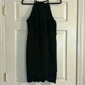 NWT Women’s Emerald Sundae High Neck Scallop Hem Black Dress Size L